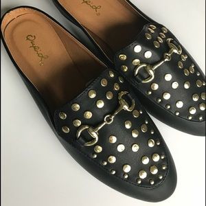 Black Loafer 5 1/2 w/ stud detail mule NWT in box black shoes slide on
